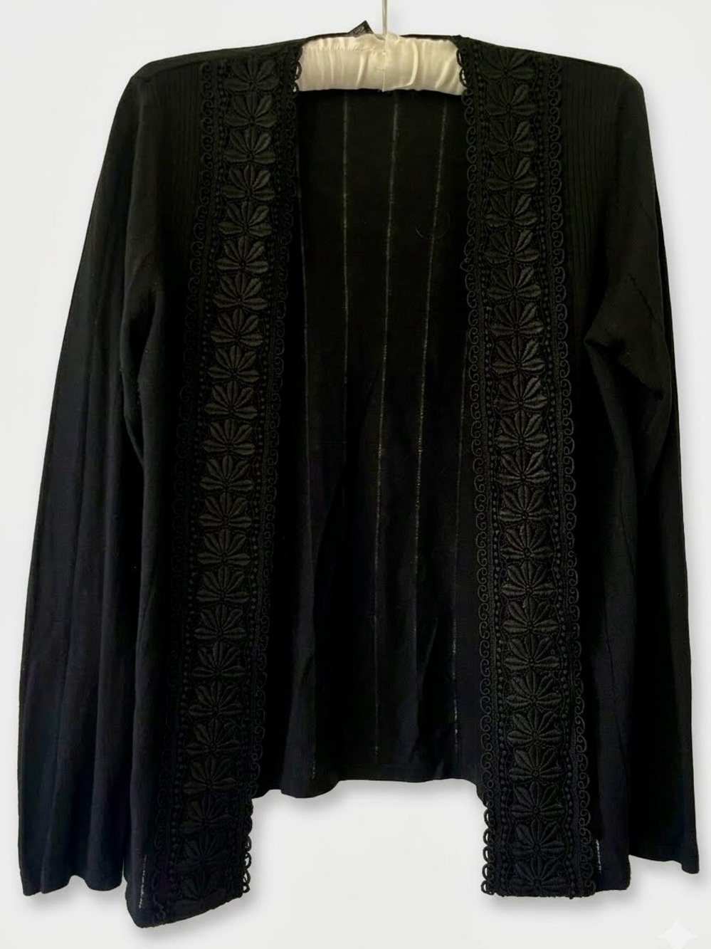 August Silk Black Silk‑Blend Lightweight Cardigan – Small